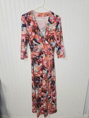 Soft Surroundings | Floral Faux Wrap Maxi Dress Medium